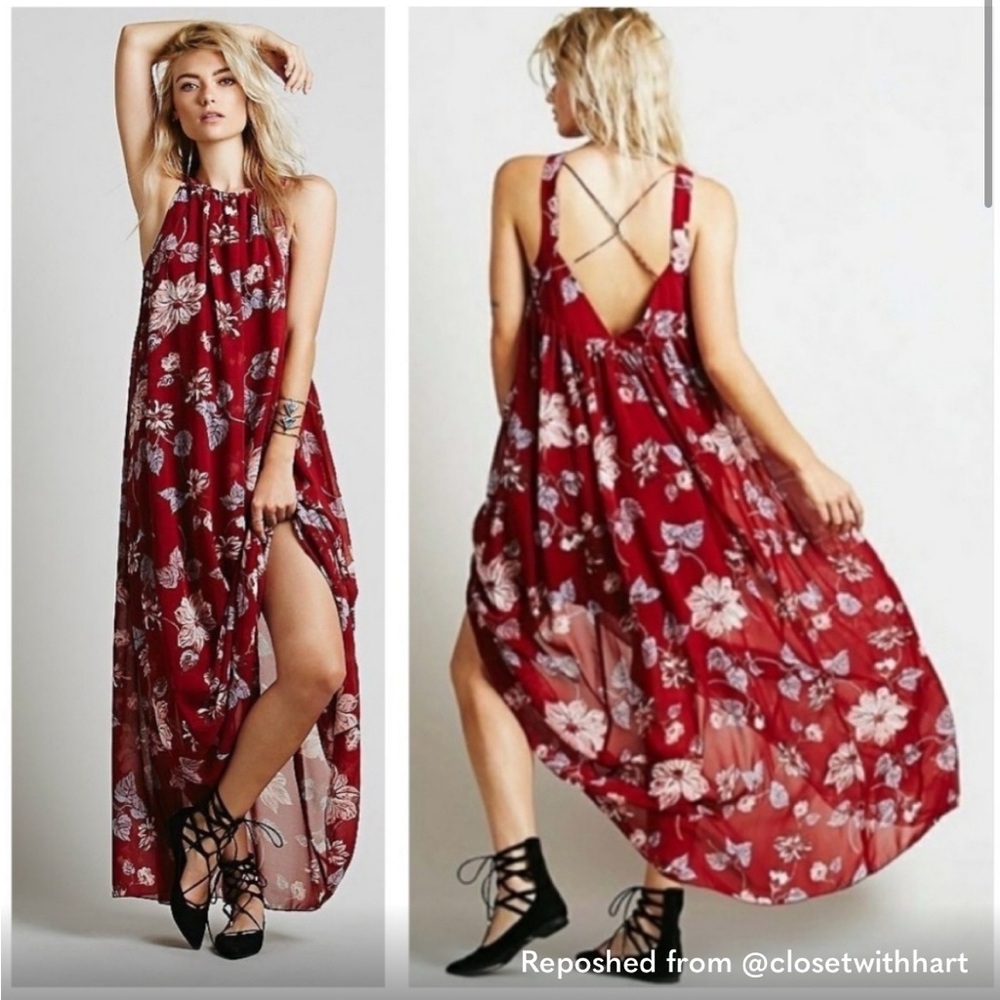Free People Floral Red Maxi Dress